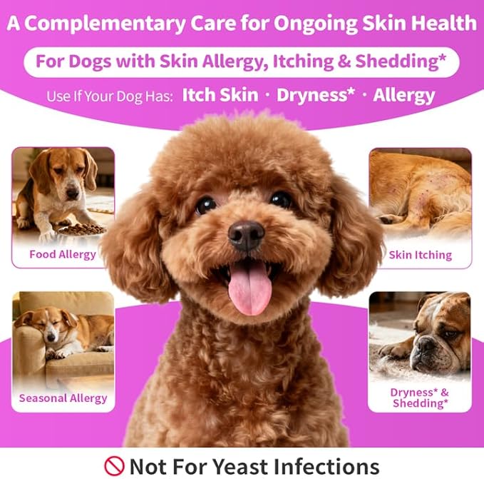 Liquid Collagen for Dogs Skin Comfort & Calming, Dog Itch Relief & Anti-Scratching & Coat Supplement with Biotin for Skin Barrier & Sensitive Immune Health Support - Beef Flavor, 2 FL.Oz