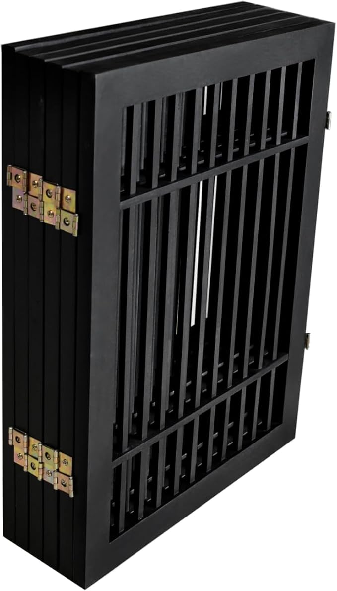 Pet Dog Gate Strong and Durable Freestanding Folding Acacia Hardwood Portable Wooden Fence Indoors or Outdoors by Urnporium (Black Pet Gate, 6 Panel 24" Tall)