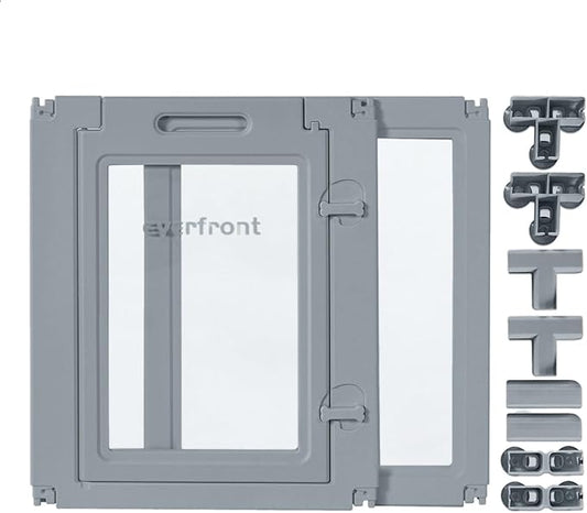 23.6“H 2PCS Extension Kit - Door+Panel, T-Buckles for Compartment, Expandable Clear Dog Play Pen Acrylic Dog Playpen Indoor,for Puppy Cat Bunny Small & Medium Dogs (Grey-23.6" H, 2PCS)