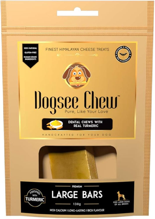 Dogsee Himalayan Yak Cheese Dog Chews with Turmeric/Curcumin (Large - 1 Chew) | Healthy Dog Treats | Hip & Joint Health Supports | Long Lasting Dental Chews