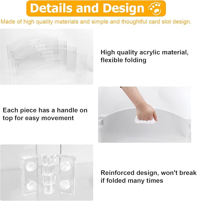 Acrylic Dog Playpen for House Foldable Dog Gate Indoor with Handles Free-Standing Pet Fence Clear Dog Pen for Outdoor Puppy Cat Rabbit Accessories (6 Panel)