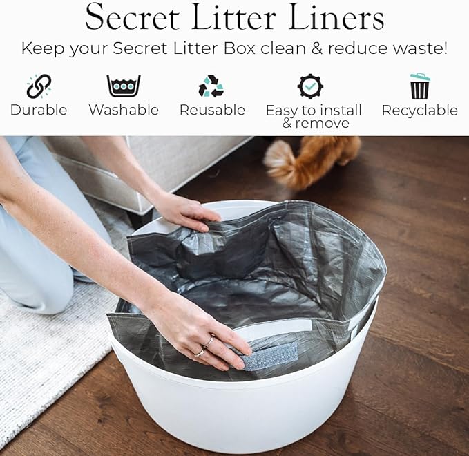 Reusable Litter Box Liners by Bundle & Bliss, 3-Pack - Easy to Clean, Non-Slip Litter Liners For Secret Litter Box - Durable Design, Waterproof, Scoop & Scratch-Resistant, Leak Proof, Machine-Washable