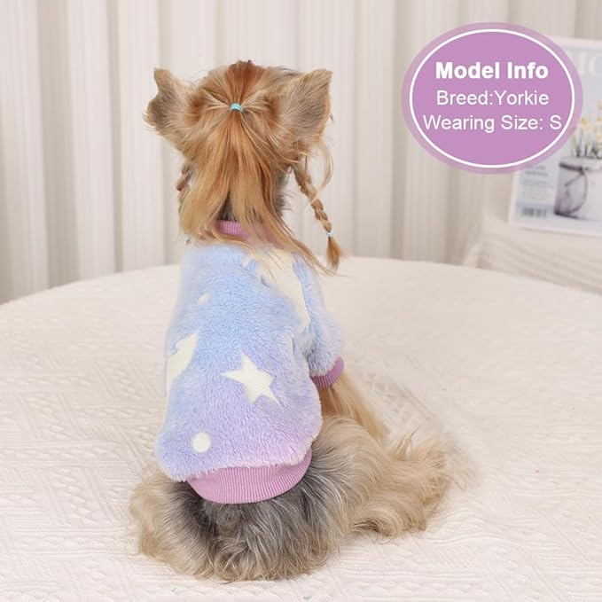Dog Sweater Glow in The Dark Girl Pink Small Fleece Clothes Winter Soft Thickening Warm Puppy for Dogs Boy Teacup Yorkie Chihuahua (XXS,Pink)