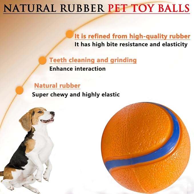 Dog Toy Ball,Rubber Sound-Producing Toy Ball, with a Groove Design That is Resistant to Bites, Has a High Bounce, Dog Training Interactive Pet Toy, Relieving Pet Anxiety,Pack of 2
