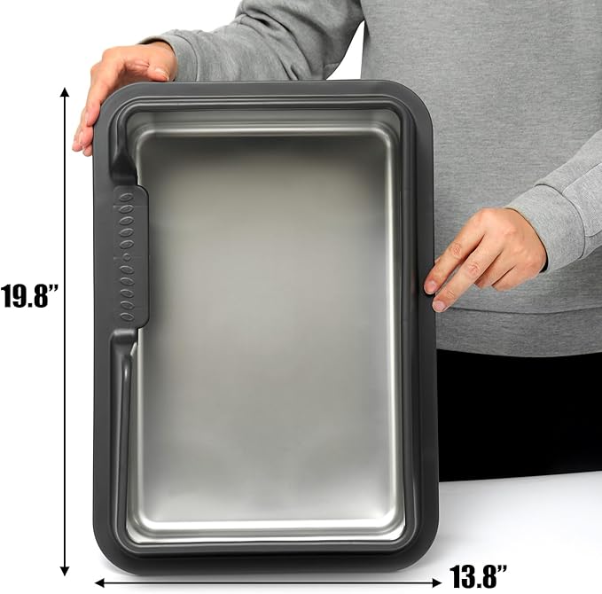 Kichwit Stainless Steel Cat Litter Box with High Sides Easy to Clean, Smooth Surface, Rust Resistant, 19.8" x 13.8" x 10" (with Lid)