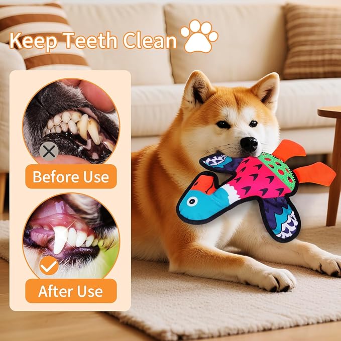 Squeaky Dog Toys, Crinkle Dog Toy,Colorful Absurd Duck Dog Toys,Interactive Dog Toy,Fun for Indoor Puppies,Chewing and Play(Pink)