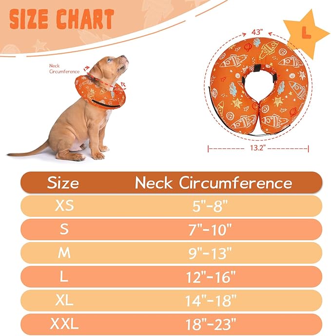 Inflatable Dog Cone Collar for After Surgery, Dog Donut Collar After Surgery, Soft Pet Cone for Small Medium Large Dogs to Stop Licking