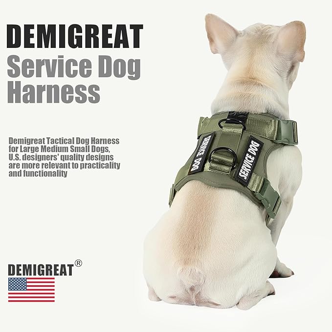 Demigreat Service Dog Harness, Reflective Dog Vest Harness with 5 PCS Patches, Adjustable Soft Oxford Pet Harness, Inner Layer Mesh, Easy to Control for Small Medium Large Dogs