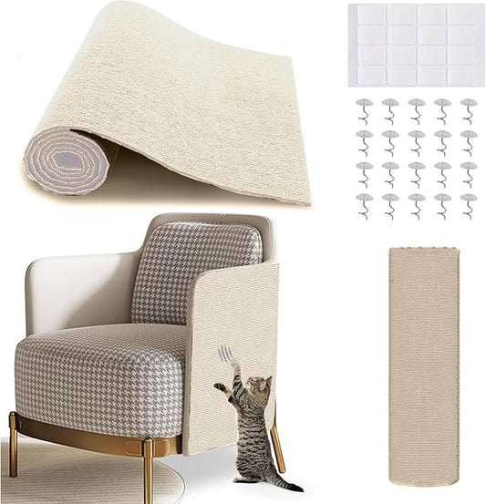 Trimmable Self-Adhesive Carpet,78.7"x15.8" Cat Scratch Mat for Furniture Couch or Wall Protector, Covering,DIY Climb Cat Scratcher Rug with Adhesive Hook Loop Tape
