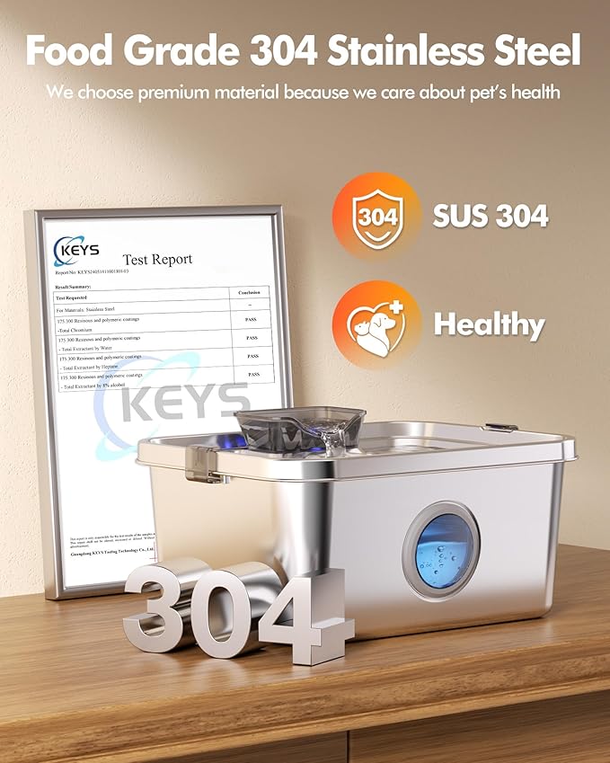 3.2Gal/12L Dog Water Fountain Stainless Steel, Dog Fountain Water Bowl with Dual-Latch, Pet Fountain for Dogs Cats and Multi-Pet, Automatic Dog Water Bowl Dispenser With Water Window, Ultra Quiet Pump