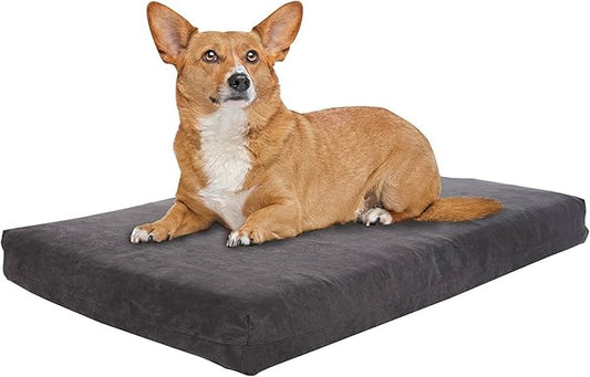 Pet Support Systems Orthopedic Dog Bed - Gel Memory Foam Pet Bed, Luxury Washable Dog Bed for Sleeping and Support (Removable Cover, Medium Gray Dog Bed)