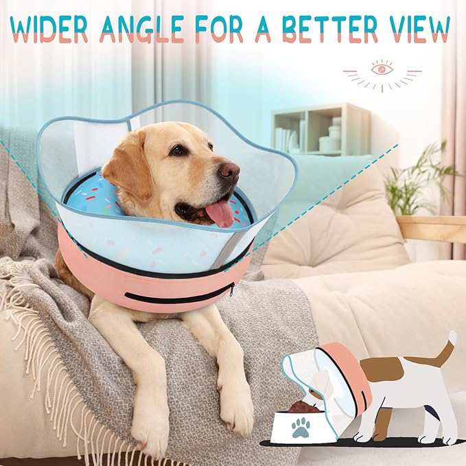 Supet Raised Inflatable Dog Cone Collar to Stop Licking, Soft Dog Cone Alternative After Surgery, Doggie Neck Donut Collar for Small Medium Large Dogs