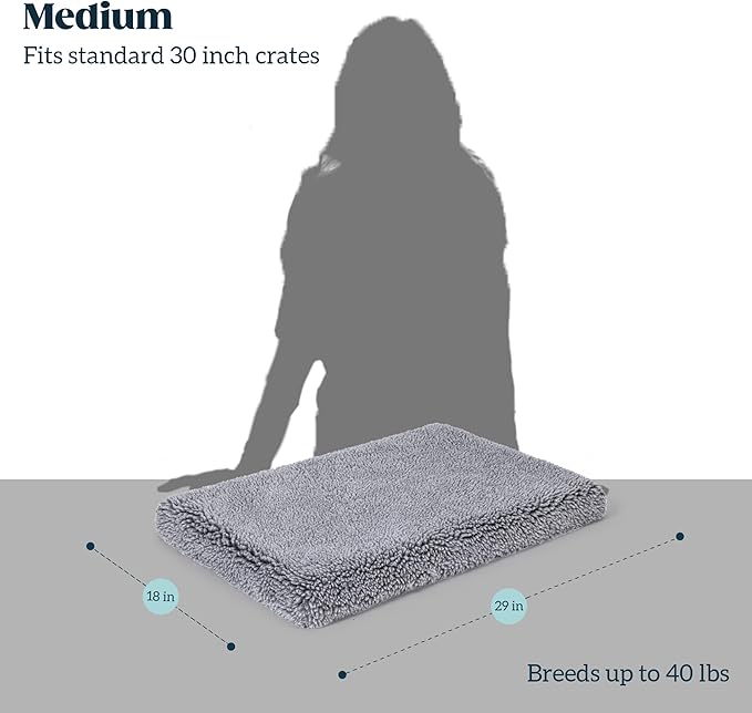 Stoutwool 4" Indestructible Dog Bed - Orthopedic Chew Proof Dog Crate Pad - Fluffy Kennel Mat for Aggressive Chewers - Ideal for Medium Breeds & Fits 30-Inch Crate - 29"x18", Charcoal