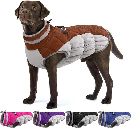 Dog Winter Jacket Cozy Reflective Waterproof Windproof Warm Pet Garment,Comfortable Cold Weather Fleece Apparel Outfits with Zipper Closure for Small Medium Large Dogs Puppy Walking,X-Large
