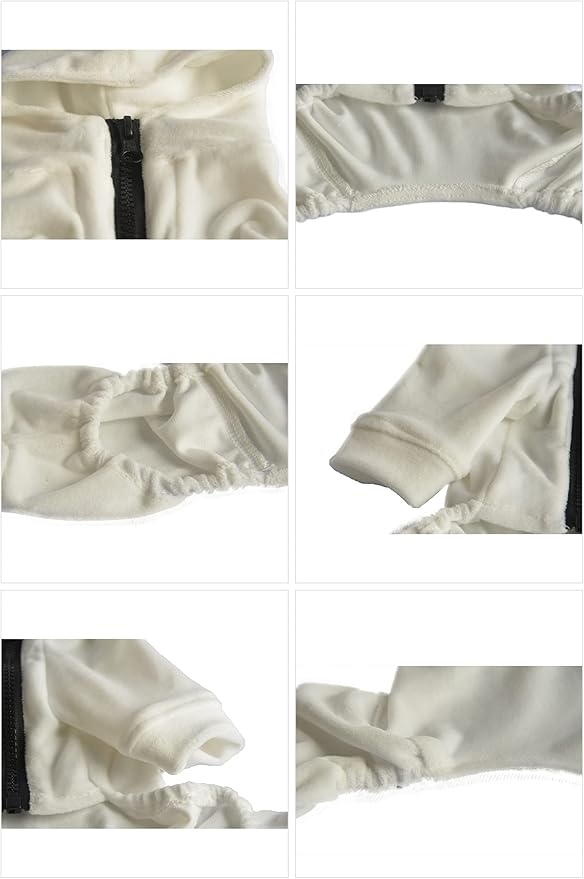 Dog Pajamas Pet Jumpsuits PJS for All Seasons, Velvet Dog Hoodies 4 Legs Four Feet Dog Onesies Stylish PJS Puppy Costume Cotton Liner Warm Pet Clothes for Small Medium Large Dogs White M