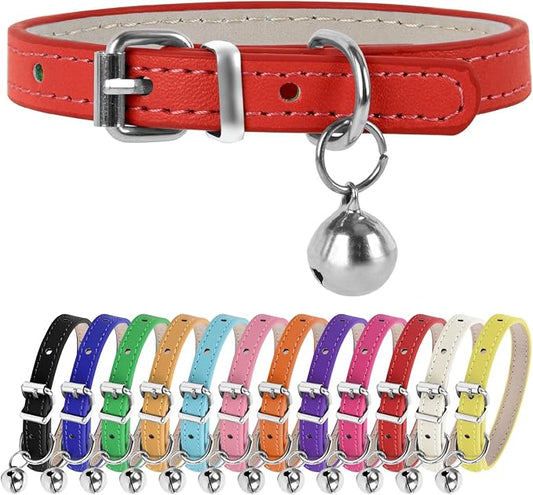 XXS Teacup Dog Collar - Red, 3/8 inch Width for Small Dogs & Cats