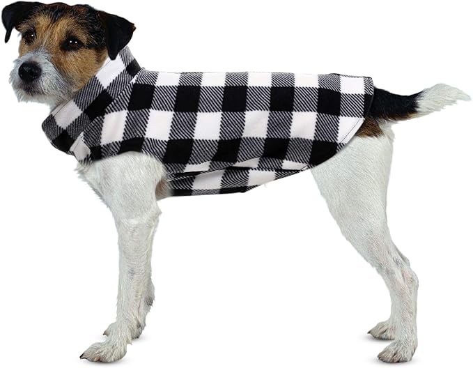 ASENKU Dog Sweater, Plaid Dogs Fleece Vest, Soft Comfortable Pet Pajamas, Warm Winter Puppy Shirt, Cold Weather Coat Jacket Pet Clothes for Small & Medium Dog Breeds