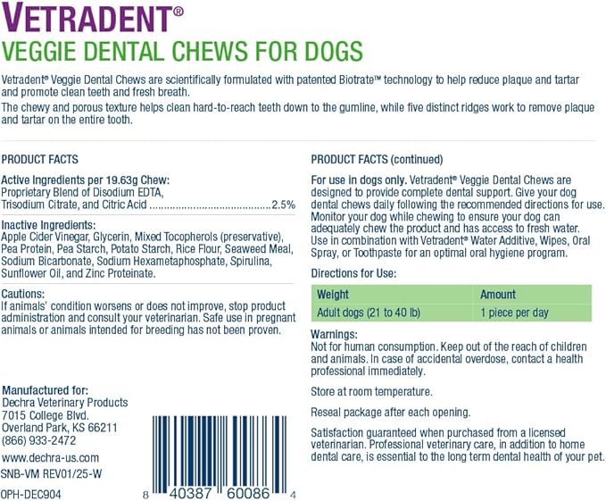 Vetradent® Veggie Dental Chews for Medium Dogs