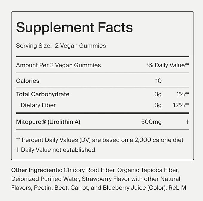 Timeline Mitopure Urolithin A Supplement Gummies - Clinically Proven Support for Healthy Aging and Cellular Renewal - Mitoceutical for Muscle Strength and Longevity
