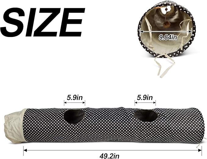 TTCAT Collapsible Classic Cat Tunnel Toys (49.2"),with Plush Ball, Easy to Clean,U-Shaped Cat Play Tunnel for Indoor Cat, Kitty, Kitten…