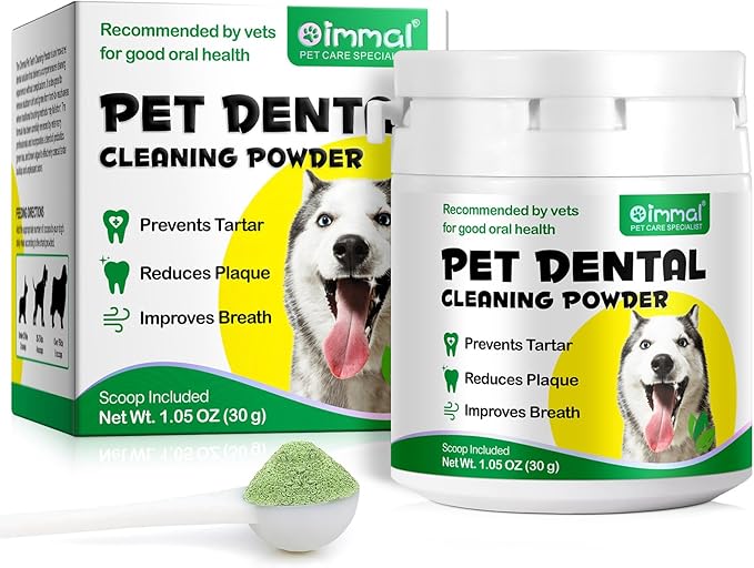 ALIVO Dental Powder for Dogs Teeth Cleaning, Dog Breath Freshener Powder with Probiotics Improve Bad Breath, Plaque & Tartar, Supports Healthy Mouth - Pets Dental Care Supplement - 30g