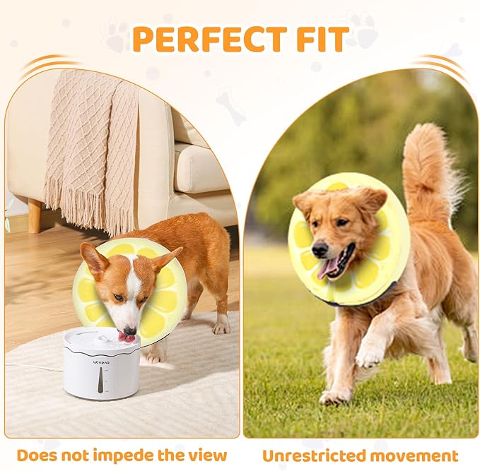 Adjustable Inflatable Dog Cone Collar for Surgery Recovery, Soft Cone for Dogs & Cats, Portable & Washable Dog Donut Collar, Large Cat Cone E Collar (Yellow L)