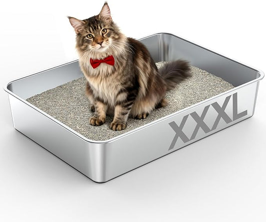 Soulbond Stainless Steel Litter Box, Extra Large Metal Litterbox for Big Cat and Multi-Cats Families, Non-Stick, Easy to Clean