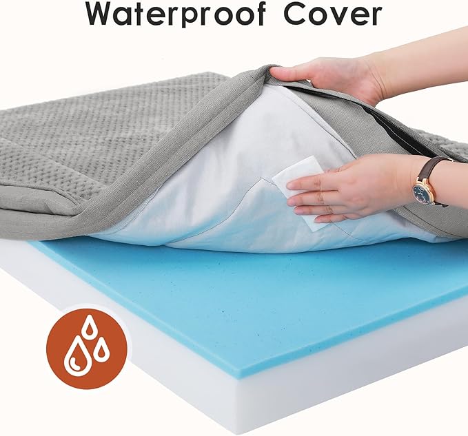 Orthopedic Dog Beds Large Sized Dog, Memory Foam Pet Bed for Large Dogs, Washable Removable Cover, Nonskid Bottom, Waterproof, 41x27x6 Inches, Light Grey