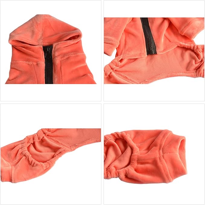 Dog Pajamas Pet Jumpsuits PJS for All Seasons, Velvet Dog Hoodies 4 Legs Four Feet Dog Onesies Stylish PJS Puppy Costume Cotton Liner Warm Pet Clothes for Small Medium Large Dogs Lobster Pink S