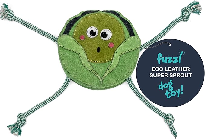 Eco Leather Super Sprout Natural and Tough Dog Toys - Long Lasting Chew Toys for Aggressive Chewers - Strong Dog Toy for Dogs and Puppy