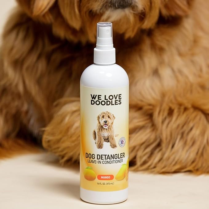 We Love Doodles Dog Detangler Spray - Leave-in Conditioner for Dogs - Dog Detangling Spray - Dematting Spray for Dogs - Tangle Remover - Made in The USA - Large 16 fl oz (Mango)