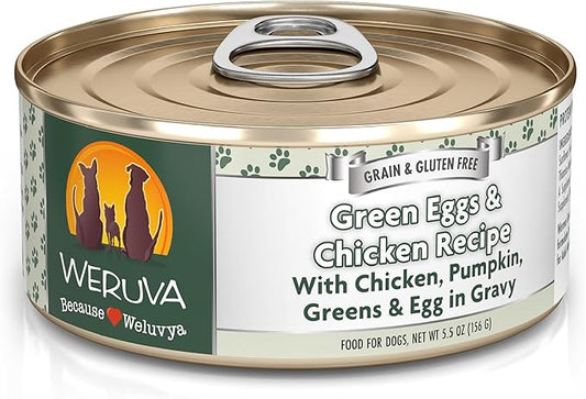 Weruva Classic Dog Food, Green Eggs & Chicken with Chicken Breast & Pumpkin in Gravy, 5.5oz Can (Pack of 24)