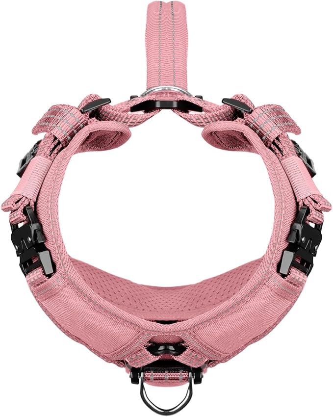 ICEFANG Dog Strap Harness with All-Metal Hardware,for Small Sized Dog,K9 Vest,Y-Shape Soft Padding,Adjustable Pet Harness,No-Pull Front Leash Clip (Small (Pack of 1), Pink)