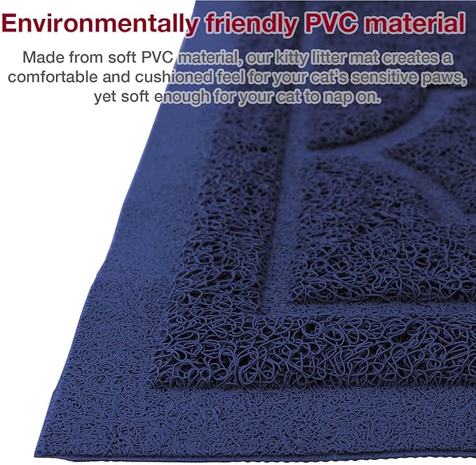 Cat Litter Mat for Box, Non-Slip, Less Waste Cat Litter Box Mat,Door mats, Entrance mats，Waterproof, Anti Slip, and pet Urine Resistant，47" x 36" Dark Blue