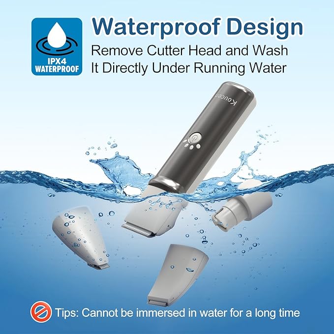 4 in 1 Dog Grooming Kit with LED Display, Dog Grooming Clippers with 4 Guide Combs, Rechargeable Low Noise Cat Hair Trimmer, Pet Paw Trimmer for Cat Dogs Paws Face Ears