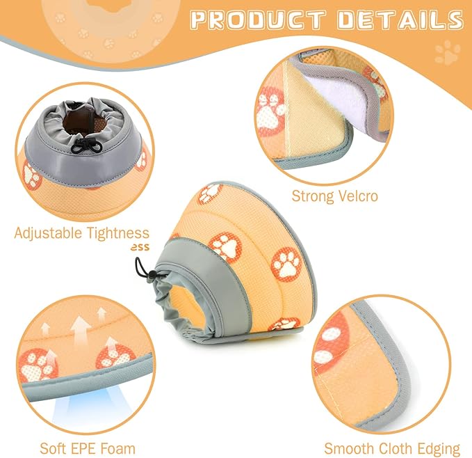 Cat Cone Collar Soft Elizabethan Collar for Surgery Recovery - Adjustable for Small and Large Cats Kittens to Stop Licking