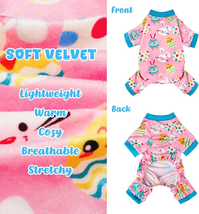 Dog Pajamas Soft Lightweight Dog Onesies Outfit Clothes for Small Medium Large Puppy Pjs for Pet Boys Girls Dogs Cats (Small, Easter)
