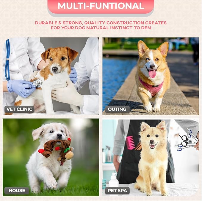 FDW Dog Crate Dog Kennel Cage with Double Door,36 inch Folding Metal Wire Dog Cage with Removable Tray&Divider Panel,Pet Crate for Medium Dogs,Pink