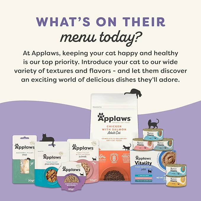 Applaws Vitality Wet Cat Food in Broth, Natural Cat Food with Added Vitamins & Minerals, Grain-Free, Carrageenan Free, Variety Selection in Broth (24 Count, 2.47 oz Cans)