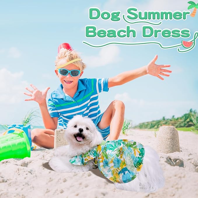 TONY HOBY Dog Dress, Dog Princess Dress with Straps, Pet Summer Dresses Clothes for Small Medium Dogs (Green, S)