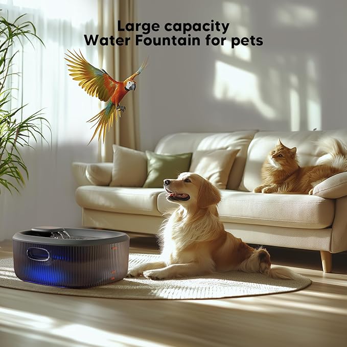 WOPET Dog Water Fountain for Large Dogs, 6L/205oz/1.7Gal Automatic Dog and Cat Water Fountain, Pet Water Dispenser with 5 Filters, Ultra-Quiet Pump, Great for Large Dogs Cats and Multi-Pet Home