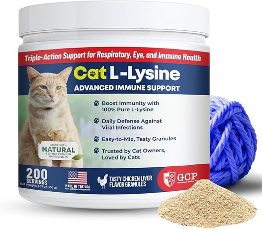 Guardian’s Choice 250mg L-Lysine for Cats, Advanced Immune Support for Respiratory, Eye & Nose Health, Chicken Liver Flavored Lysine Powder for Kittens & Seniors, 200 Servings