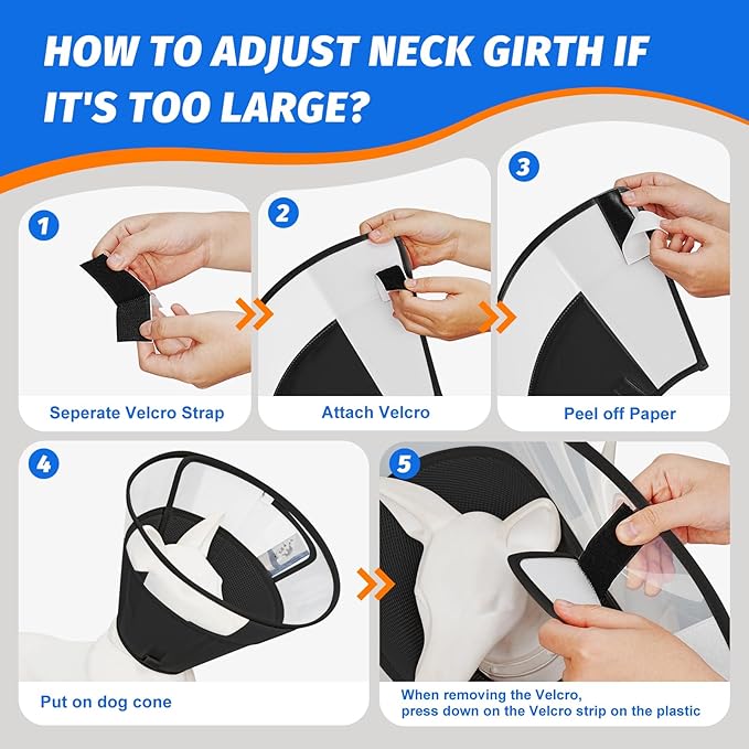 Dog Cone Collar with Soft Pad, Transparent Elizabeth Recovery Collar for Large, Medium, Small Dogs to Stop Licking, Pet Head Cone Alternative After Surgery, Neutering, Injury (L)