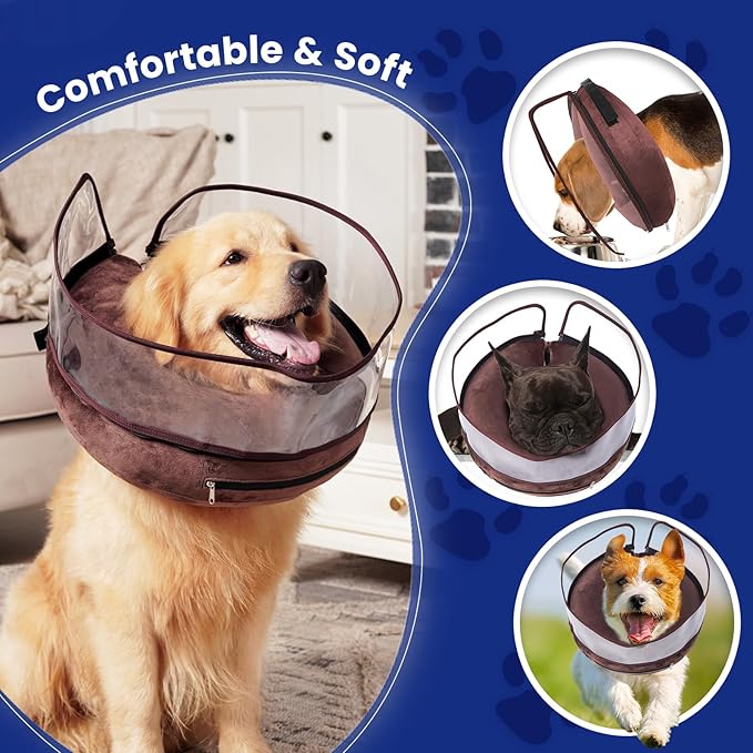 BARKLESS Dog Cone, Inflatable Dog Cone After Surgery for Small Medium Breeds, Soft Surgery Collar with Enhanced Anti-Licking Guard Shield for Pets, Patented Protective Donut Collar