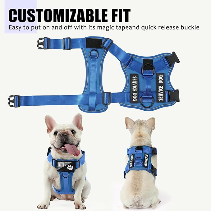 Demigreat Service Dog Harness, Reflective Dog Vest Harness with 5 PCS Patches, Adjustable Soft Oxford Pet Harness, Inner Layer Mesh, Easy to Control for Small Medium Large Dogs