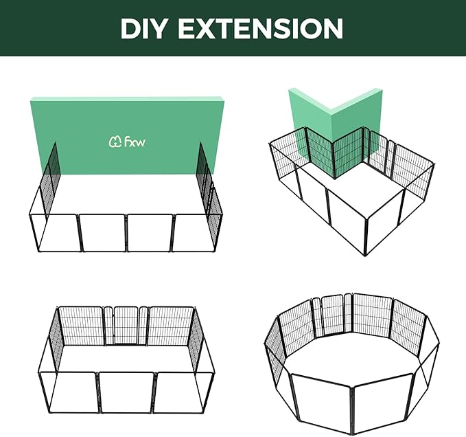 FXW Pawadise Acrylic & Wire Mesh Indoor Dog Playpen, Heavy Duty 32 Inch 10 Panels Metal Dog Pen for Small and Medium Dogs, Black│Patented