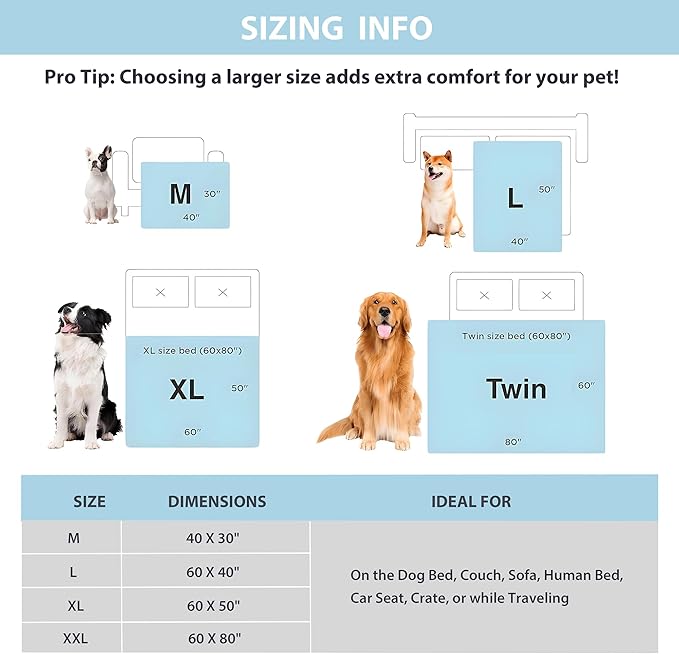 Cooling Blanket for Dogs - Q-MAX>0.4 Waterproof Pet Throw Blanket Bed Cover, Non-Slip Dog Blankets for Couch Protector, Washable Furniture Cover for Summer, Blue,30x40