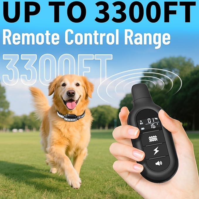 Shock Collar for Dogs 3300FT Dog Training Collar with Remote IPX7 Waterproof with 3 Training Modes, Adjustable Dog Collar for Small Medium Large Dogs