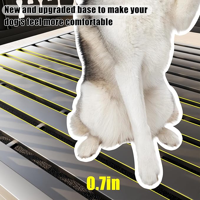 LEMBERI 48/42 inch Indestructible Heavy Duty Dog Crate with Cushion, High Anxiety Extra Large Dog Cage for Large Dogs, XL Steel Escape Proof Dog Kennel with Locking Wheels