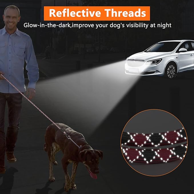 NTR 15FT Training Leash for Dogs, Pink Dog Rope Leash with Swivel Lockable Hook and Comfortable Padded Handle, Dog Lead line for Walking, Hunting, Camping, Backyard for Small Medium and Large Dogs